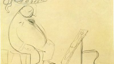 Skiss av Jophn Bauer föreställande Anders Zorn