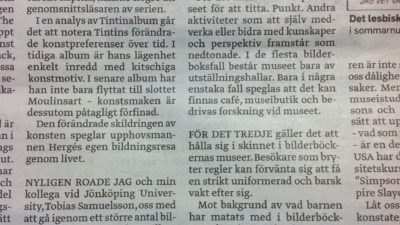 Textutdrag från JP om konst i serier och lite annat