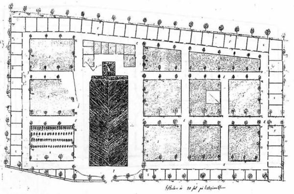 kyrkogården norr om den planerade kyrkobygganden