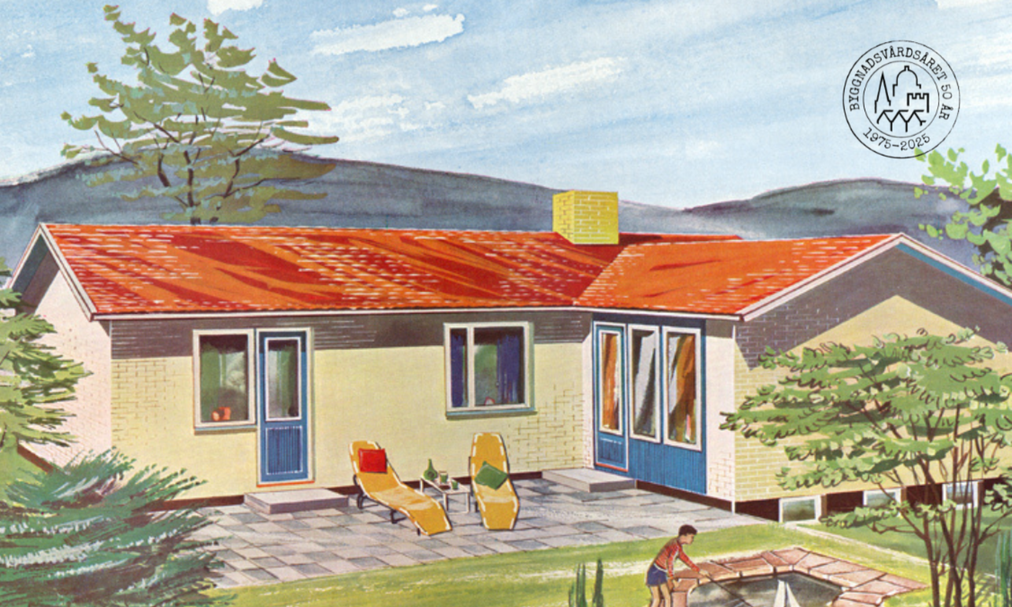 Tecknad bild av ett gult hus